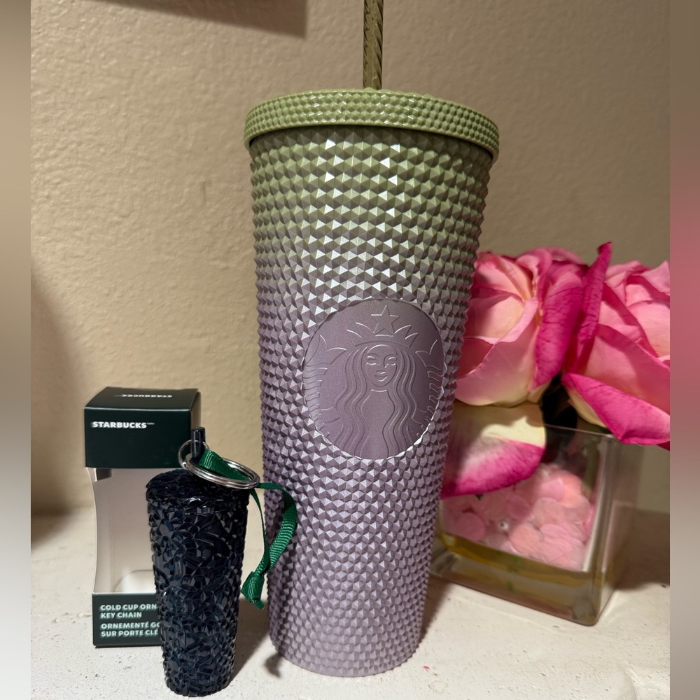 2  Starbucks 16 OZ  Fall Green & Purple
Studded Gradient Cold Cup Tumbler,